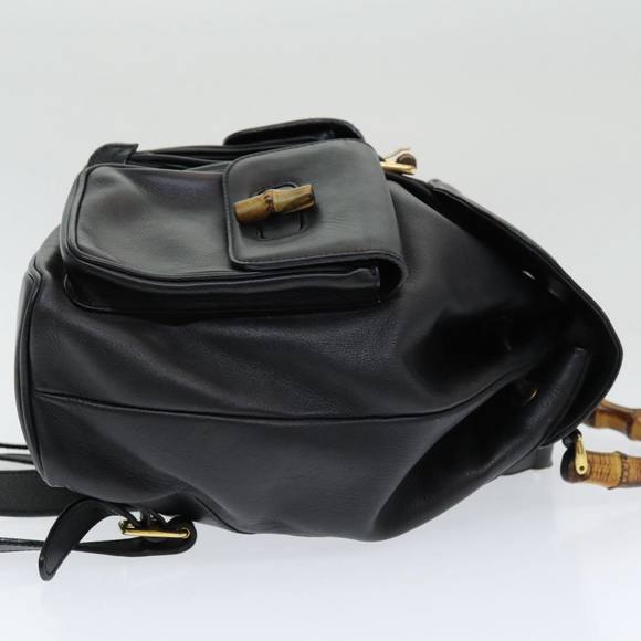 GUCCI Bamboo Backpack Leather Black Auth am6663 main image 9